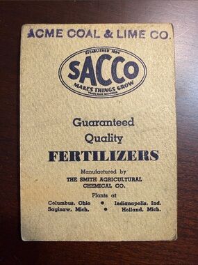 1939 SACCO Fertilizers Vintage Note Pad - Tan and Navy; with 1939 Calendar